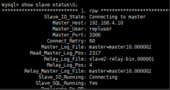 ���Mysql����ͬ��ʱSlave_IO_Running:Connecting;Slave_SQL_Run