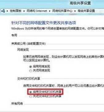 启用文件和打印机共享