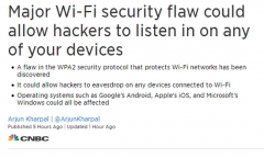 黑客能窃听链接WiFi的任何设备