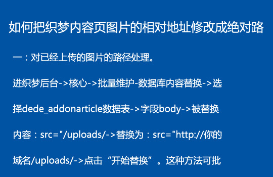 如何把织梦内容页图片的相对地址修改成绝对地址