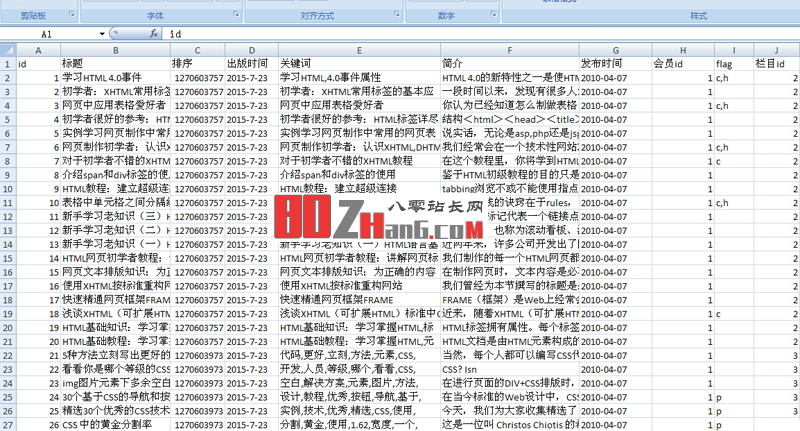 织梦DEDECMS使用PHPEXCEL将内容数据导出到excel的方法